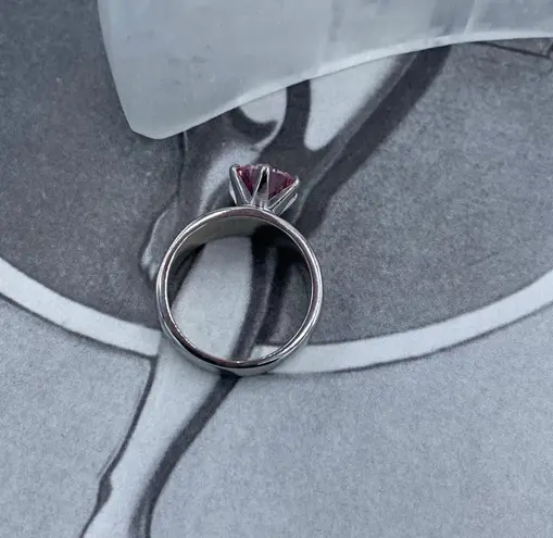 Solitaire Pink CZ Stainless Steel Ring Sizes 6,7,8,9