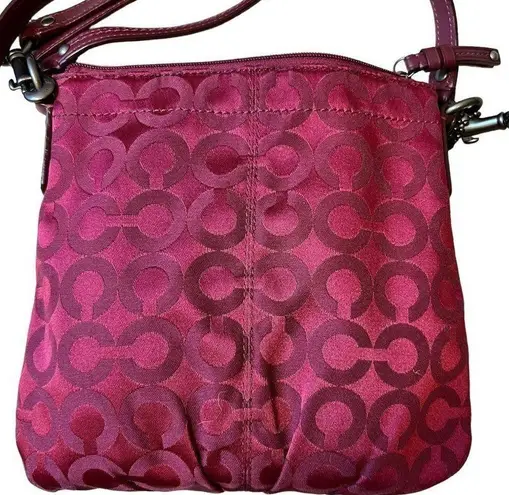 Coach  Plum Cherry Brooke Op Art Crossbody Mini Hand Bag