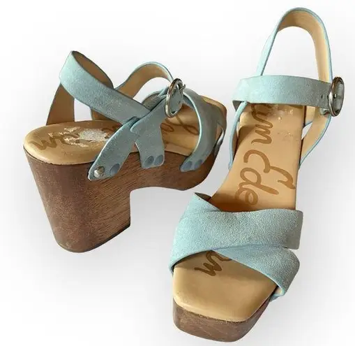 Sam Edelman  Women's Josefine Sky Blue Platform Wedge Sandals Size 7.5