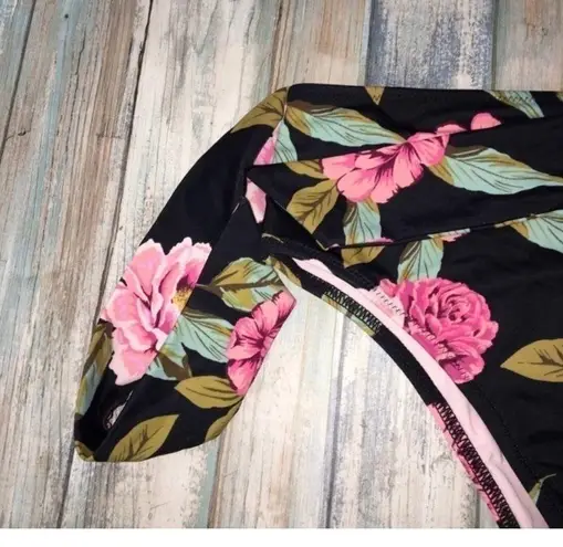 Shade & Shore Floral Tie Black Bikini Bottoms