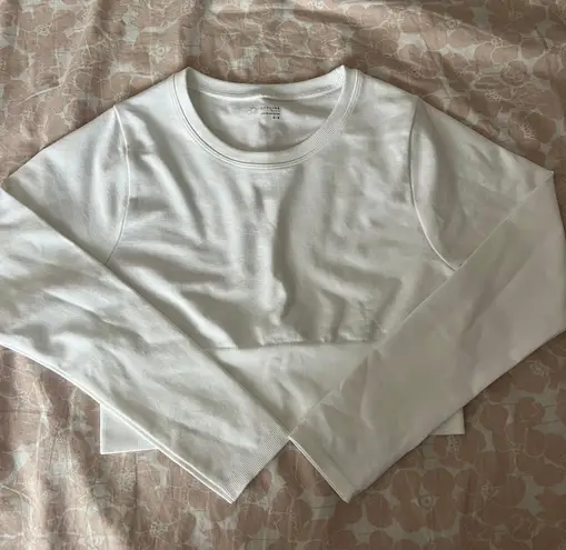 American Eagle Aerie White Long Sleeve Crop Top