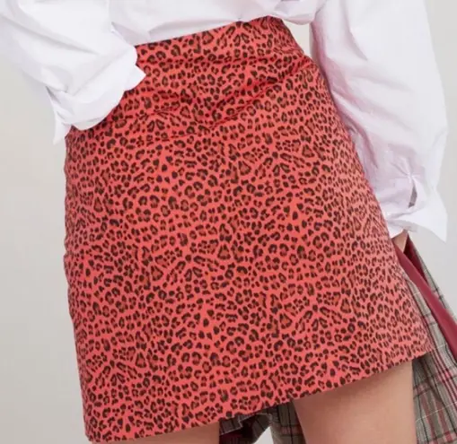 Storets Leola red leopard mini skirt