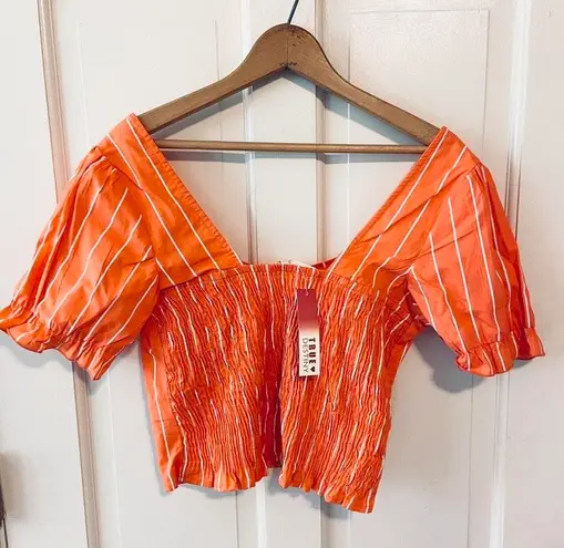True Destiny NWT orange white striped Latin festival crop top