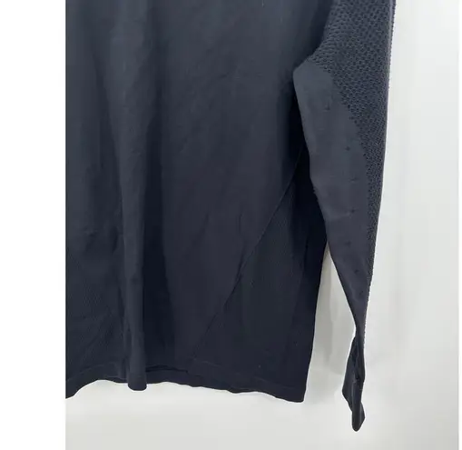 Zyia Black Compression Mesh Detail Hoodie Sweatshirt Pullover Womens Size Medium