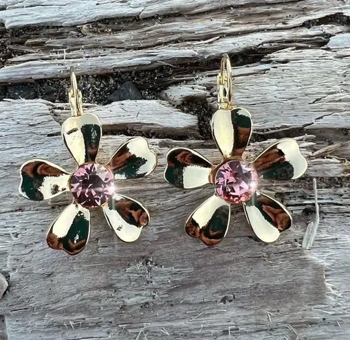 Handcrafted earrings with sparkly Aurora crystal Gold