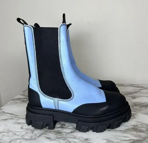 Ganni Placid Blue Mid Chelsea Boots Size EU 36, US 6 NEW