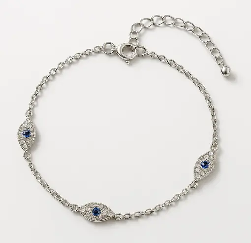 Rotnso Evil Eye Adjustable Anklet Silver