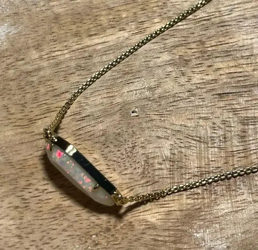 Kendra Scott Cami White Kyocera Opal Gold Necklace RARE