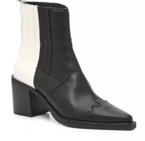 Dolce Vita Jaklin Boots 7.5M Black White Western Block Heel Booties boho Size 7.5