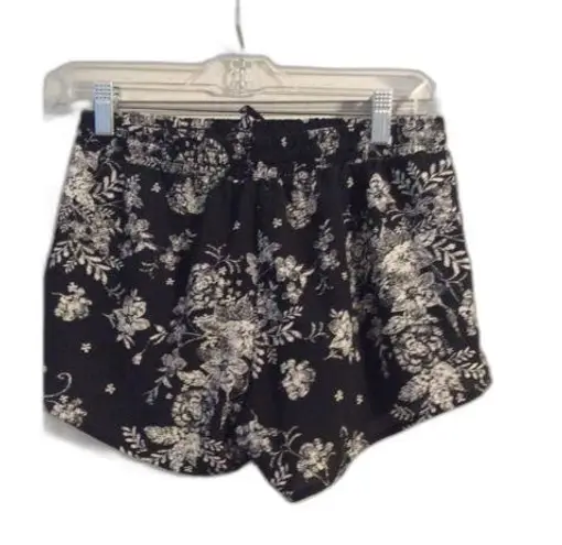 Full Tilt Black Floral Faux Wrap Look Shorts Cute Size Small S