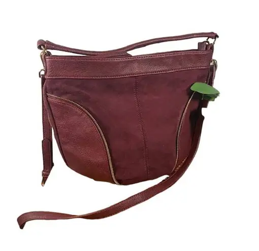 Steve Madden  Burgundy Bskylar Vegan Leather Bucket Crossbody Bag Women