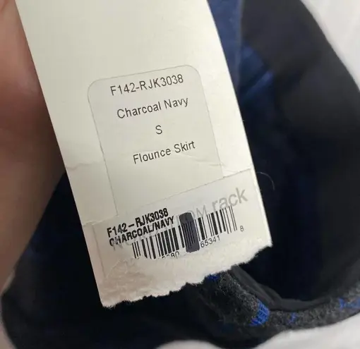 Veronica Beard Barouqe Scroll Print Flounce Mini Skirt Charcoal Navy Blue Small