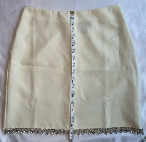 Sincerely Jules Ivory White Rhinestone Fringe Mini Skirt Medium