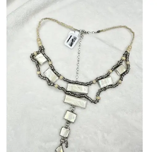 NEW Free People Lately Necklace Mother of Pearl Bohemian Goddess Layered Silver