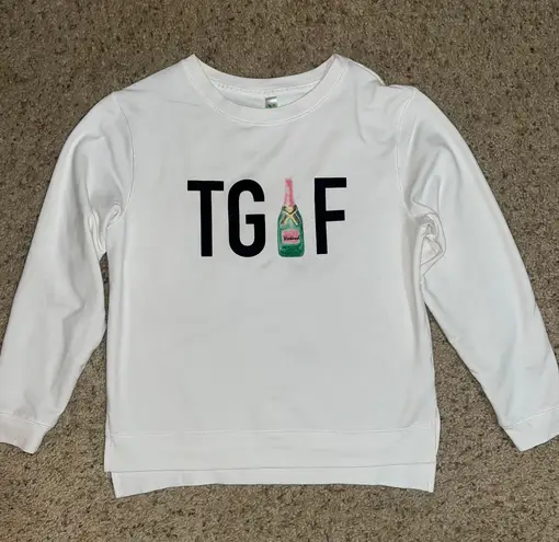 Green Tea "TGIF" CHAMPAGNE CREW NECK SWEATSHIRT / LARGE