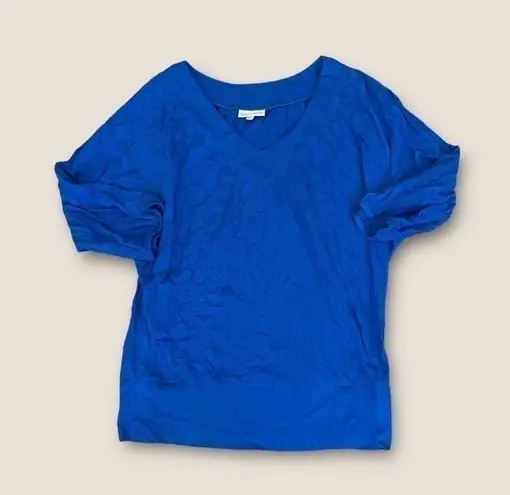 Fashion Bug V-Neck 3/4 Sleeve Batwing Top Blue Large