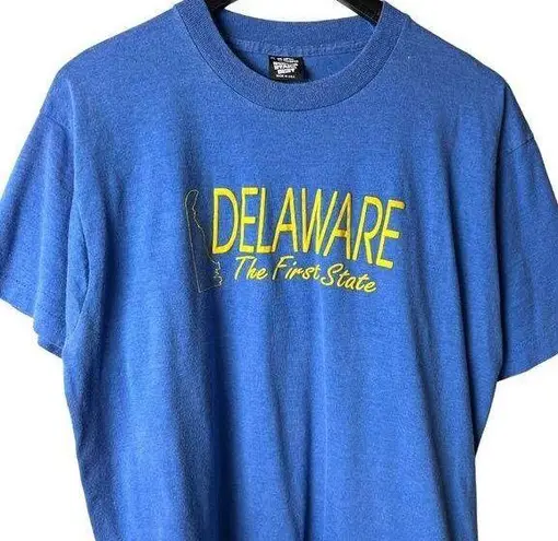 Vintage 90s Delaware T Shirt Blue XL Extra Large USA Single Stitch Graphic Tee