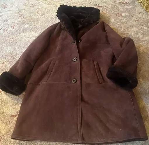 Maximilian Alta Moda at Bloomingdales shearling brown coat size small Euc