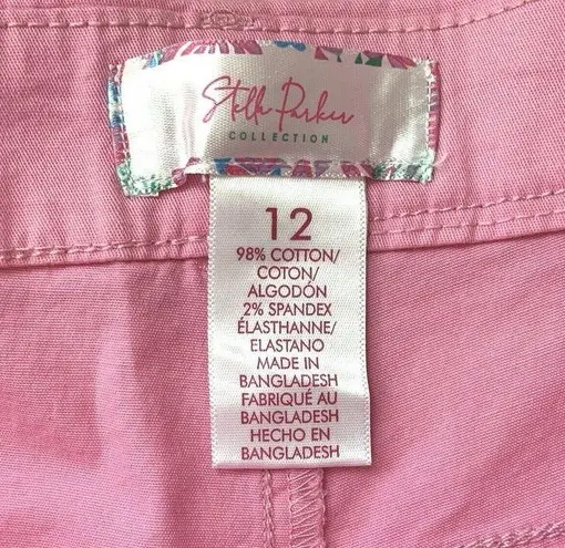 Stella Parker Women's Stylish Belted Short w/ Printed Waist Scarf Pink Size 12