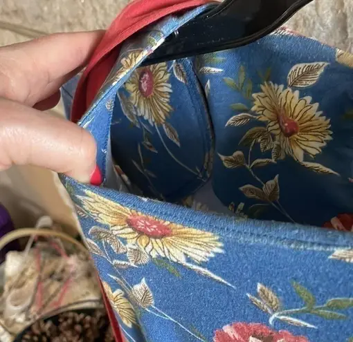 Bedford Fair long sleeve blue floral dress with scarf/belt NO TAG Size 10