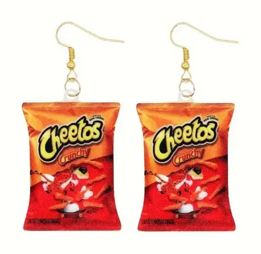 Handmade Cheetos Crunchy Earrings - Fun Red and Orange Jewelry (New)