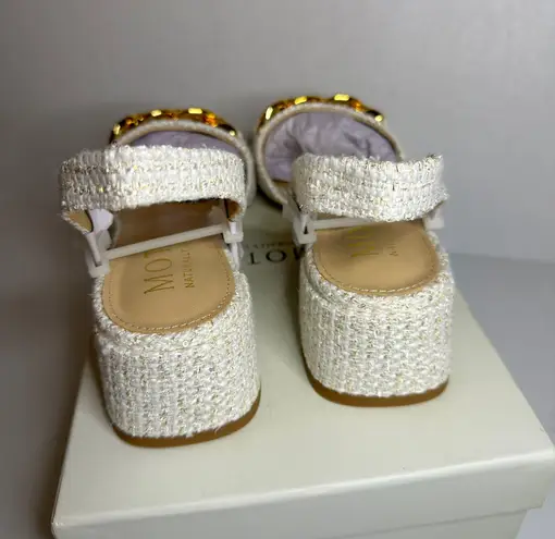 MOTF Tweed Chain Slingback Sandals white casual classic stylish fashion work