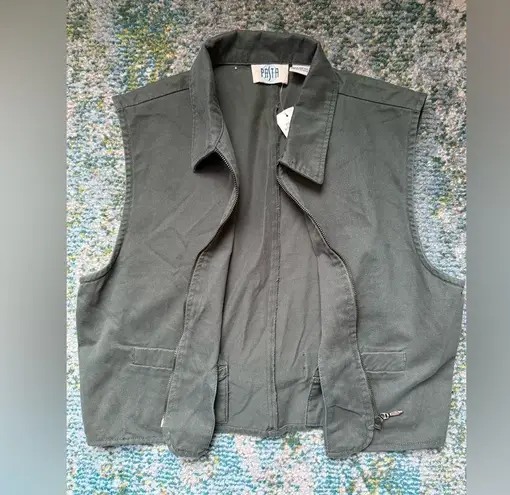 Vintage NOS Pasta International green cotton zip vest, size large