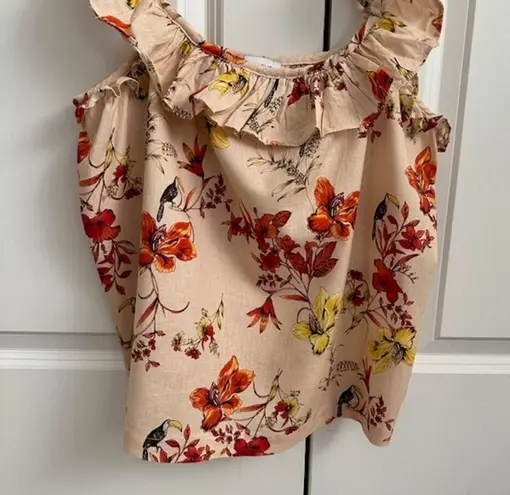 Evereve Char Floral Flutter Tank Size: L Color: Blush Pink Floral Pattern