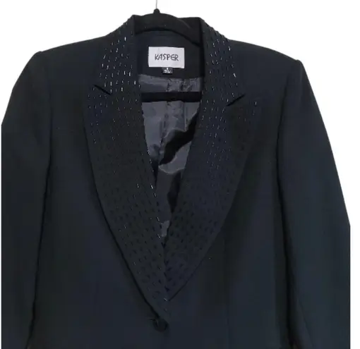 Kasper  Women’s Black Blazer Jacket with Sequins Lapel Collar Size 6