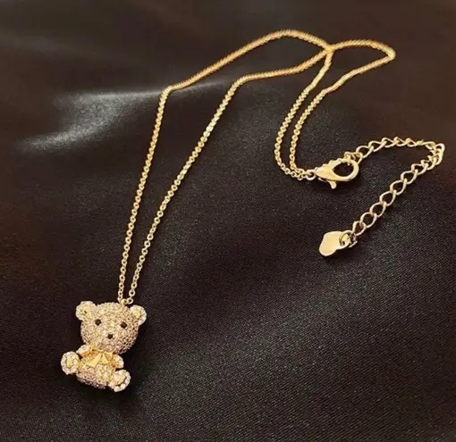 18K Gold Plated Cute Teddy Bear Pendant Necklace for Women