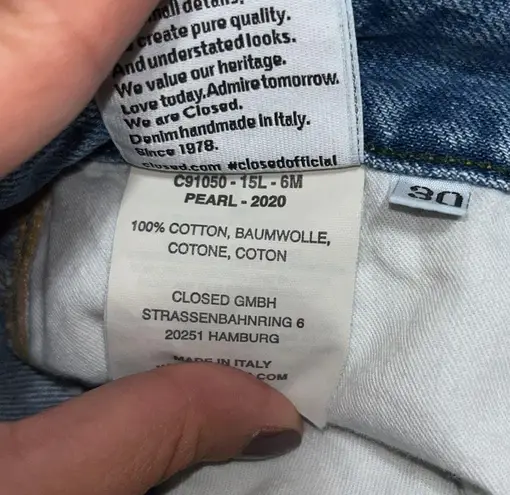 CLOSED Italian Organic Cotton High Rise Relaxed Tapered Jeans Pearl 2020 30 Size 10