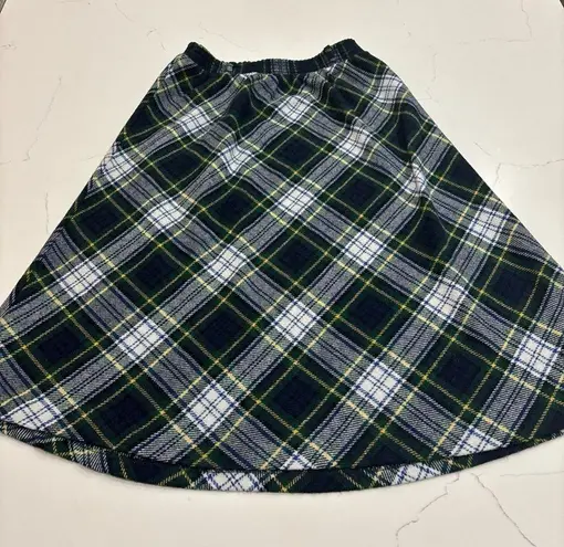 Ecco Bay Plaid Midi vtg 70s skirt green and navy blue size M Size M