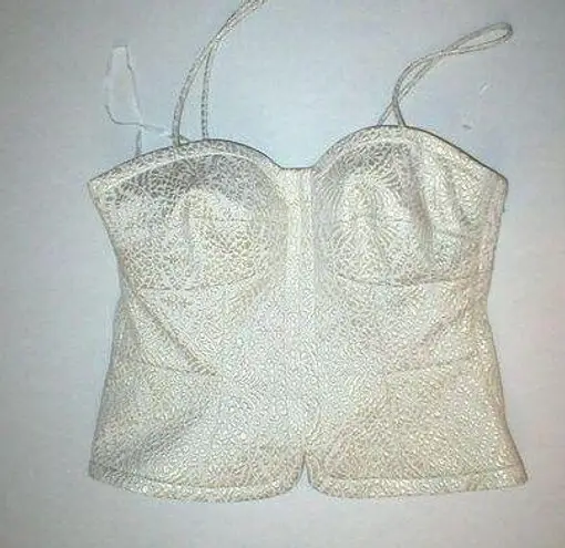 W By Worth NWT $298 Womens 12 Top Designer New York Tank Bustier Gold White USA