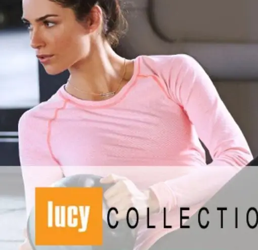 Lucy Tech Long Sleeve Athletic Top Hot Pink White Stripes Size XS