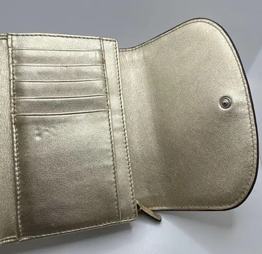Coach  Gold and off white Trifold Wallet - Image 10