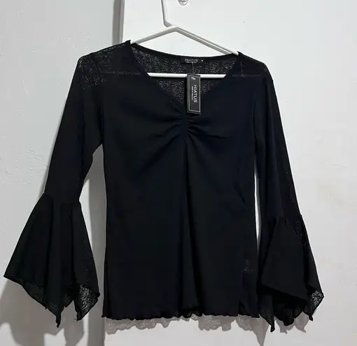 Hiatus bell sleeves top Size M USA Black Sheer Y2K New