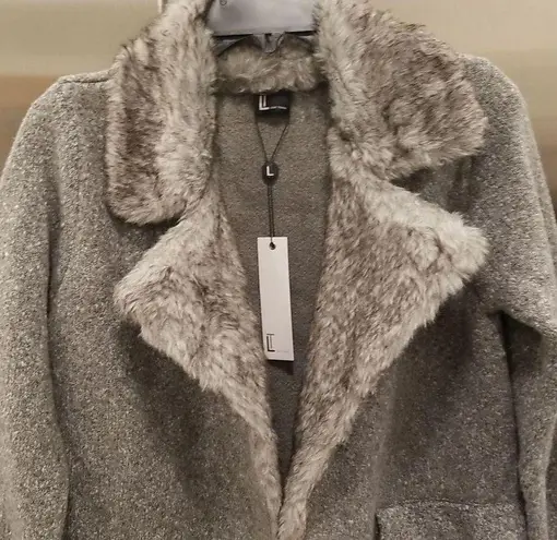 Love Token ππ Faux Fur Trim Knit Jacket ~ Gray Small S NWT