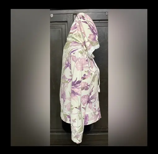 Caribbean Joe Island Supply Co blue with leaves hoodie zipper jacket. PM