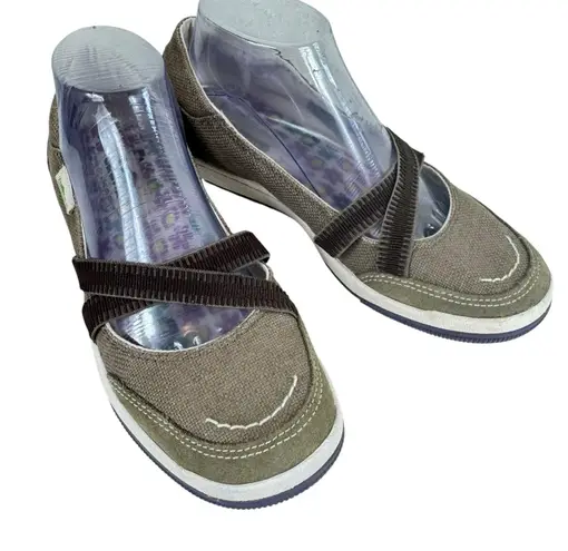 SIMPLE Shoes For A Happy Planet Tan Canvas Slip On Comfort Flat Shoes 9063 Sz 8