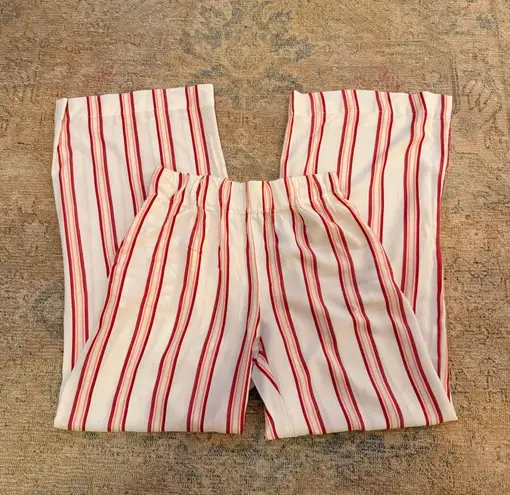 Jupee NWOT Red, White and Coral Striped High Rise Wide Leg Pants with Pockets Red Size M
