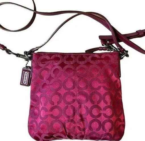 Coach  Plum Cherry Brooke Op Art Crossbody Mini Hand Bag