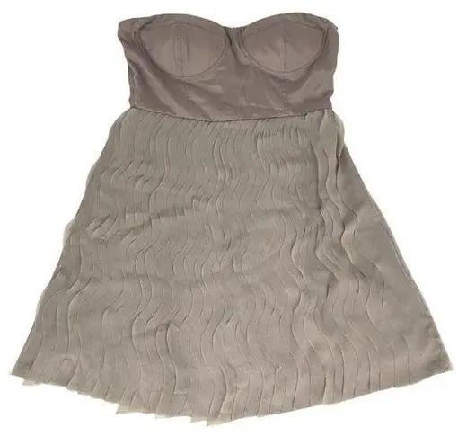 Doe & Rae Strapless Ruffle Dress, Taupe, Medium