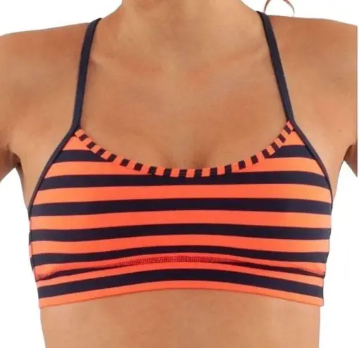 Lululemon  sports flow Y sports bra. Orange & blue stripes. Sea stripes color.