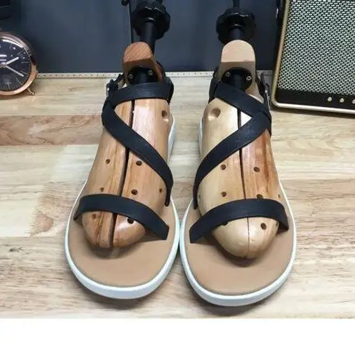 Corso Como Slingback Wedge Sandals Women's 9.5 Black Leather Buckle Comfort