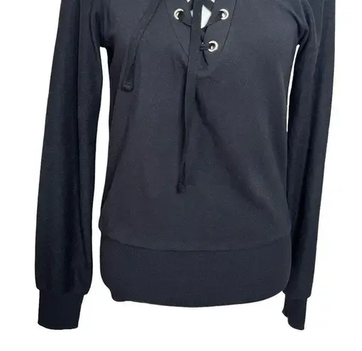 Tops Lagence Josilyn Lace Up Sweatshirt Black Top Women’s Size XS