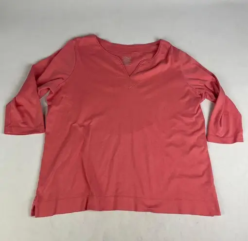 L.L.Bean  1X-Plus Women's 100% Supima Cotton 500799 Salmon Half Sleeve V Neck READ