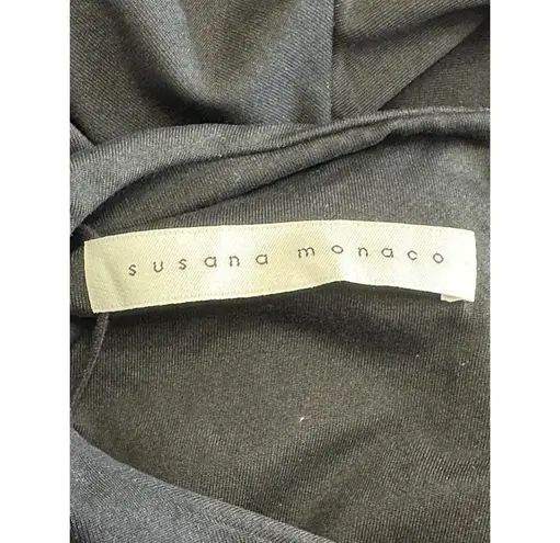 Susana Monaco Womens Jumpsuit Black Jewel Neck Short Sleeve Nylon Blend M New