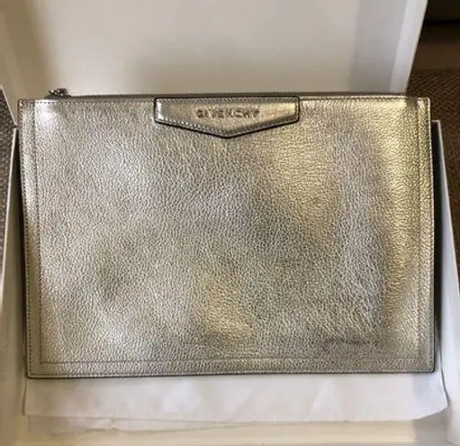 Givenchy Silver Antigona Leather Pouch