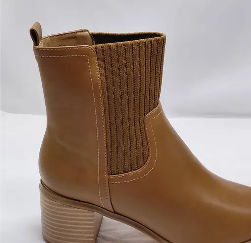 Women's Ankle Boots Size 6 Brown Sock Booties Chunky Heel Pointed Toe Casual