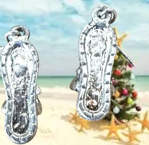 Christmas Flip Flop Earrings Thongs Dangle Posts Beach Cruise Island Va… Green